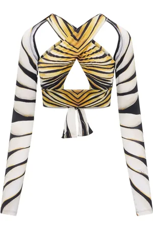 Roberto Cavalli Top corto con estampado Ray Of Gold