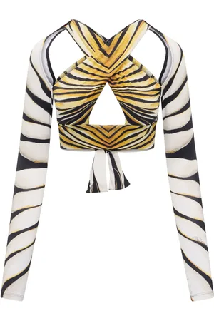 Roberto Cavalli Top corto con estampado Ray Of Gold