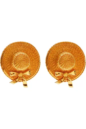 CHANEL Aretes con motivo de sombrero de paja 1980
