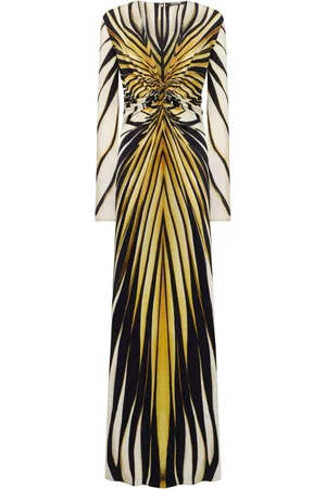 Roberto Cavalli Vestido largo con estampado Ray of Gold