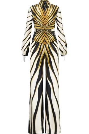 Roberto Cavalli Jumpsuit de seda con estampado Ray of Gold