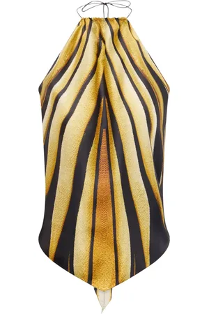 Roberto Cavalli Top de seda con estampado Ray of Gold