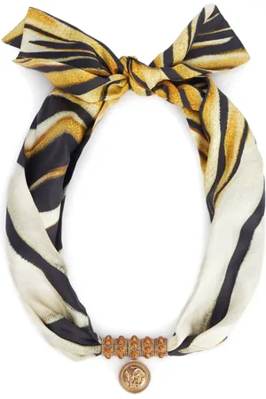 Roberto Cavalli Collar de seda estampado con logo en relieve