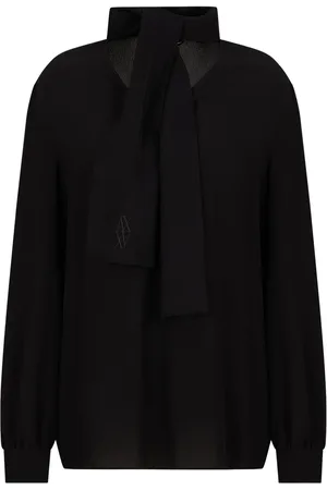 Armani Exchange Blusa manga larga con moño en el cuello