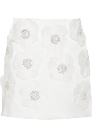 Maje Falda satinada con bordado floral