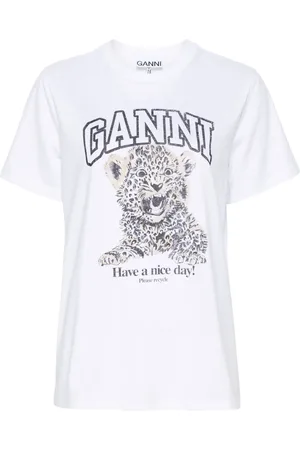 Ganni Playera con estampado de leopardo