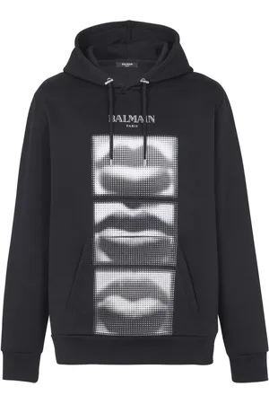 Balmain Hoodie con labios estampados