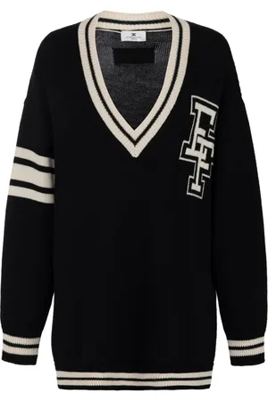 Elisabetta Franchi Vestido estilo suéter con logo en jacquard