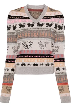 JNBY Suéter tejido en intarsia con cuello en V