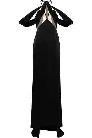 DAVID KOMA Vestido de fiesta satinado con detalle de tul