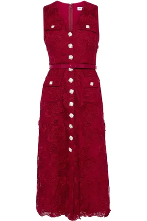Self-Portrait Vestido midi con botones de cristal