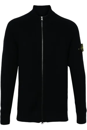 Stone Island Cárdigan tejido de canalé con cierre