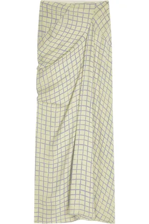 DRIES VAN NOTEN Falda drapeada con cuadrícula estampada