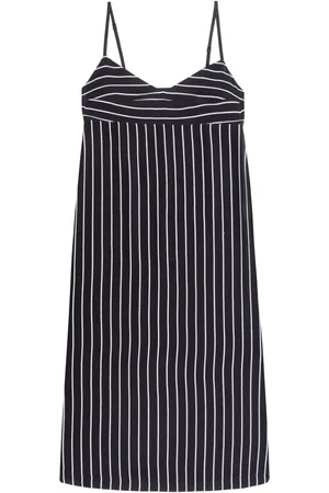 HANDRED Vestido midi de seda con motivo de rayas