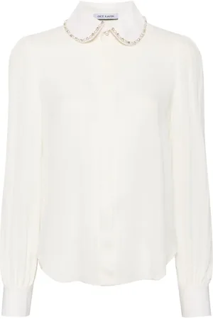 DICE KAYEK Camisa de seda con perlas en el cuello
