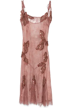 BLUMARINE Vestido midi con encaje bordado