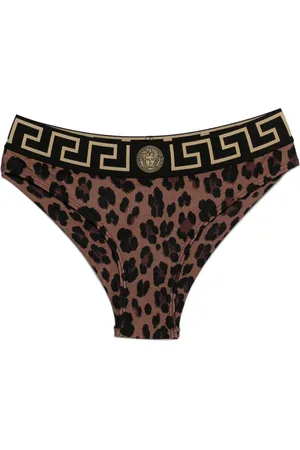 VERSACE Bikini bottom con estampado de leopardo