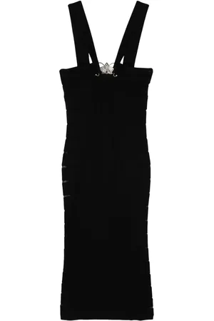 GENNY Vestido midi tejido con aberturas transparentes