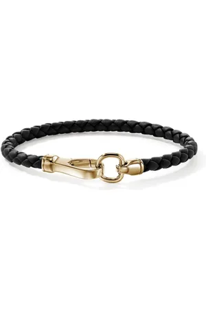 John Hardy Pulsera de cuero en oro amarillo de 14kt y cuero