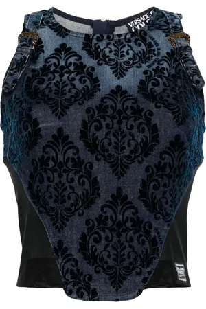 VERSACE Top de mezclilla con detalle afelpado