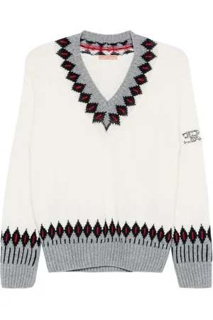 ERMANNO SCERVINO Suéter tejido en intarsia con cuello en V