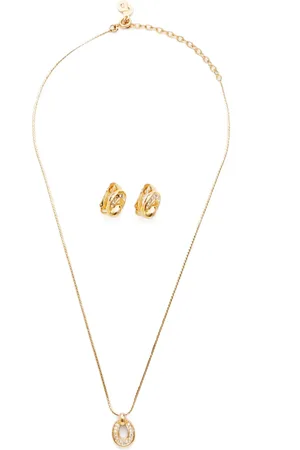 Dior Set de aretes de clip con detalles de strass