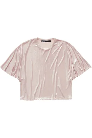 Bimba y Lola Playera estilo boxy metalizada