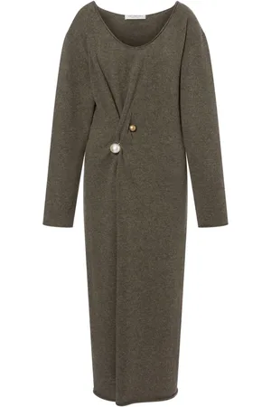 Serafini Vestido midi tejido con detalle de broche