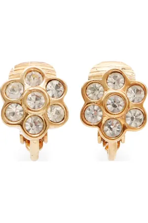 Dior Aretes de clip con detalles de strass