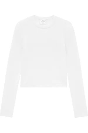 Courrèges Suéter de canalé con logo bordado