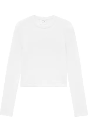 Courrèges Suéter de canalé con logo bordado