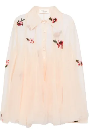 Caroline Hu Blusa de tul con detalles