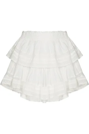 LOVESHACKFANCY Falda corta con ribete de encaje