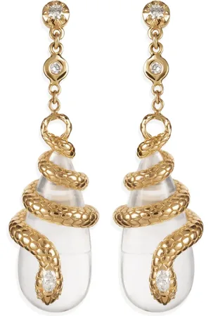 JACQUIE AICHE Aretes Sophia en oro amarillo de 14kt con diamantes