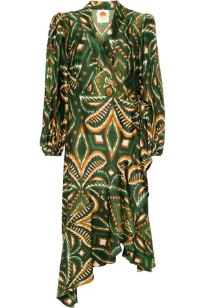 Farm Rio Vestido midi Pinneapple Ikat