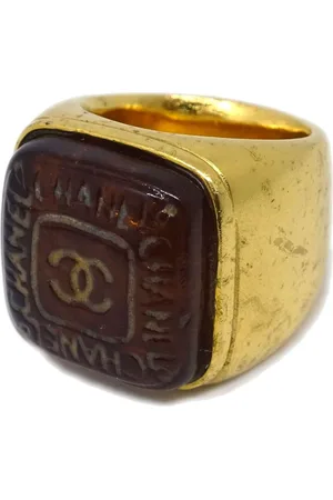 CHANEL Anillo de sello con logo CC 1990-2000