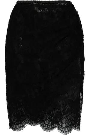 Saint Laurent Falda corta con ribete de encaje