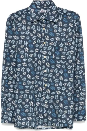 Kiton Camisa con hojas estampadas