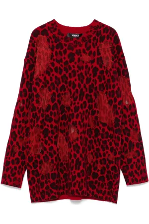 VERSACE Suéter con estampado de leopardo