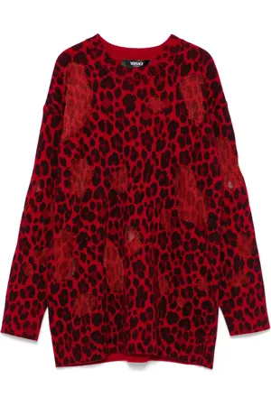 VERSACE Suéter con estampado de leopardo