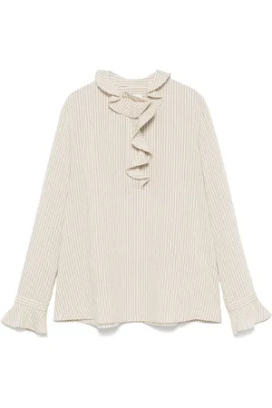 Claudie Pierlot Blusa con volantes y motivo de rayas