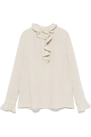 Claudie Pierlot Blusa con volantes y motivo de rayas