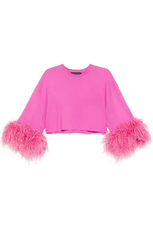 LOULOU Playera con ribete de plumas