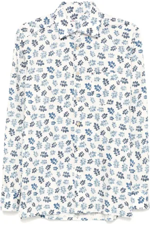 Kiton Camisa con hojas estampadas