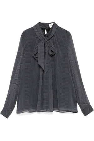 Claudie Pierlot Blusa con motivo de cuadros y lazo en el cuello