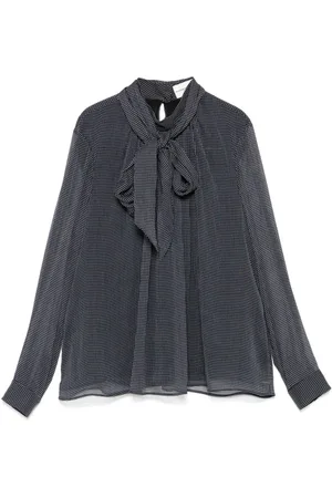 Claudie Pierlot Blusa con motivo de cuadros y lazo en el cuello
