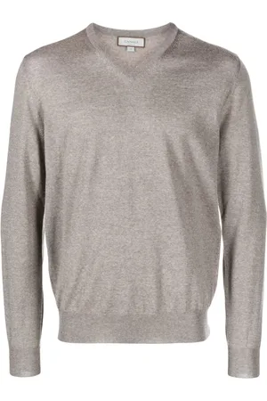CANALI Suéter de canalé con cuello en V