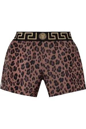 VERSACE Shorts de playa con detalle Greca