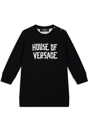 VERSACE Vestido manga larga con logo estampado