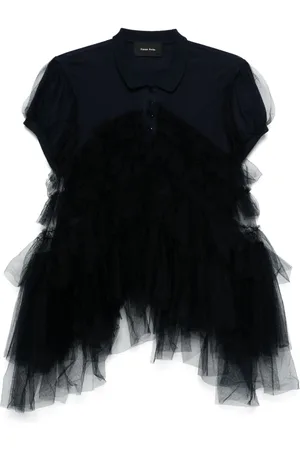 Simone Rocha Playera tipo polo de tul con mangas farol